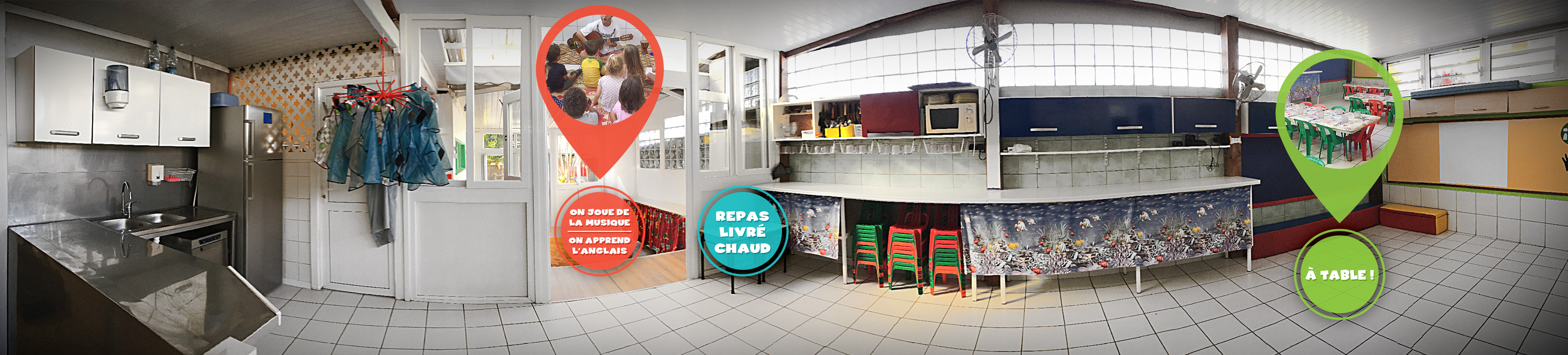 Notre cantine spacieuse est un point de service, une station de nettoyage bien definie.