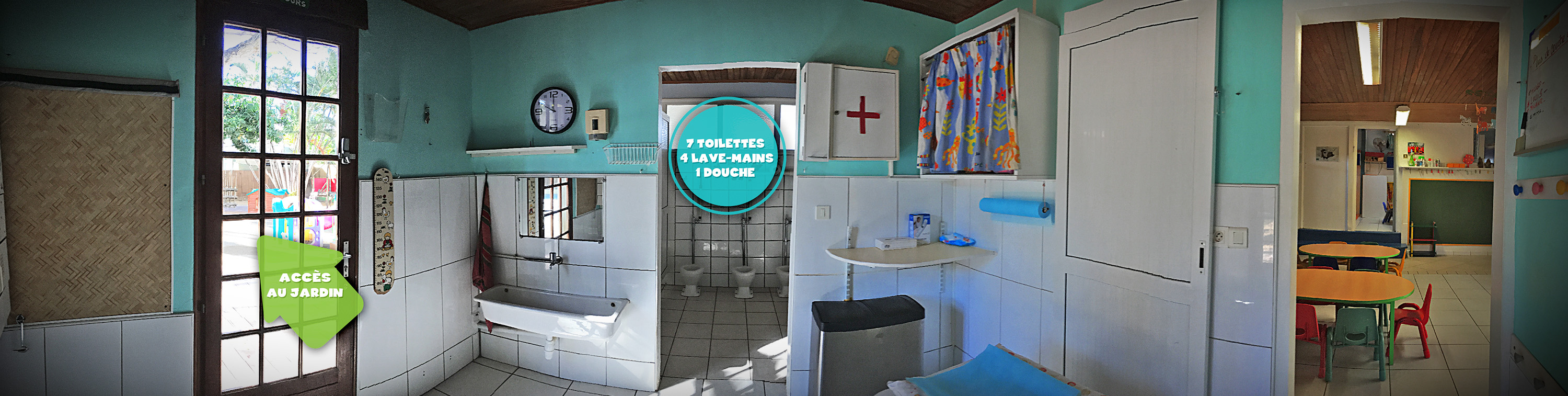 Salle de change et sanitaires